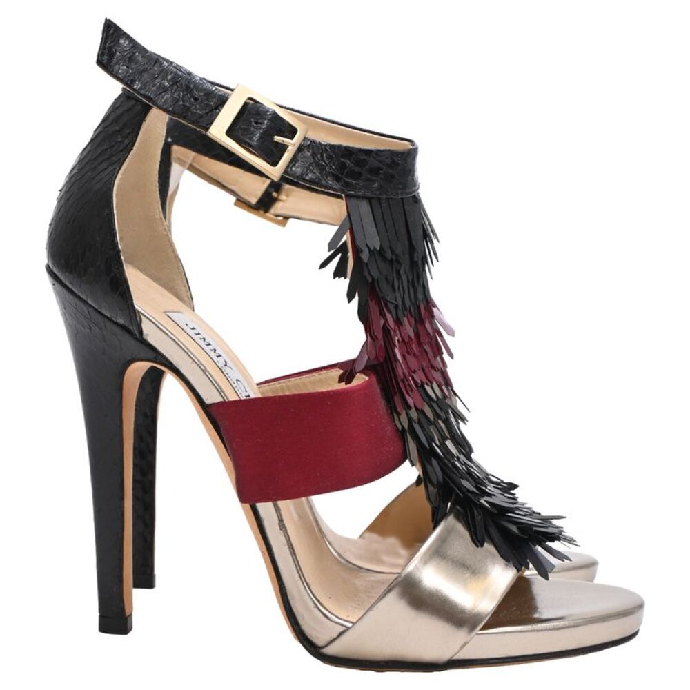 Jimmy Choo Fedora Fringe Sandals in Multicolor Satin